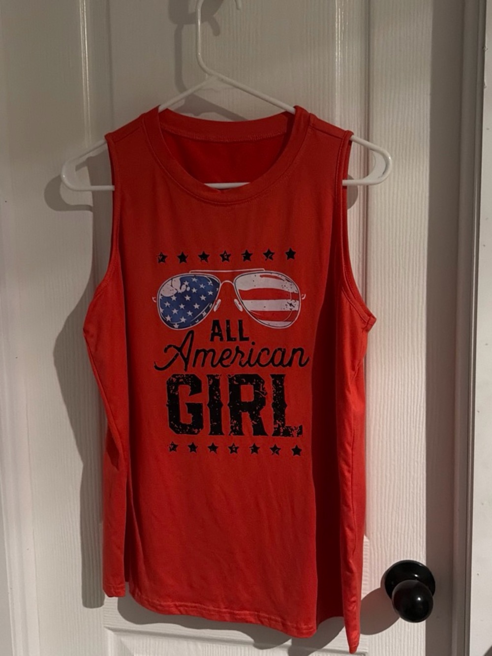 SHEIN Red Graphic 'All American Girl' Sleeveless Tank